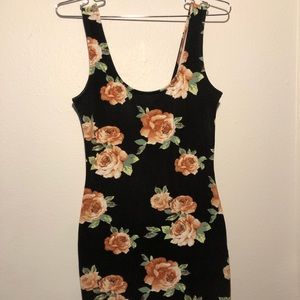 Floral Bodycon Tank Dress - Rose